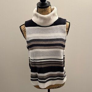 Vintage Abercrombie Striped Sleeveless Turtleneck Sweater